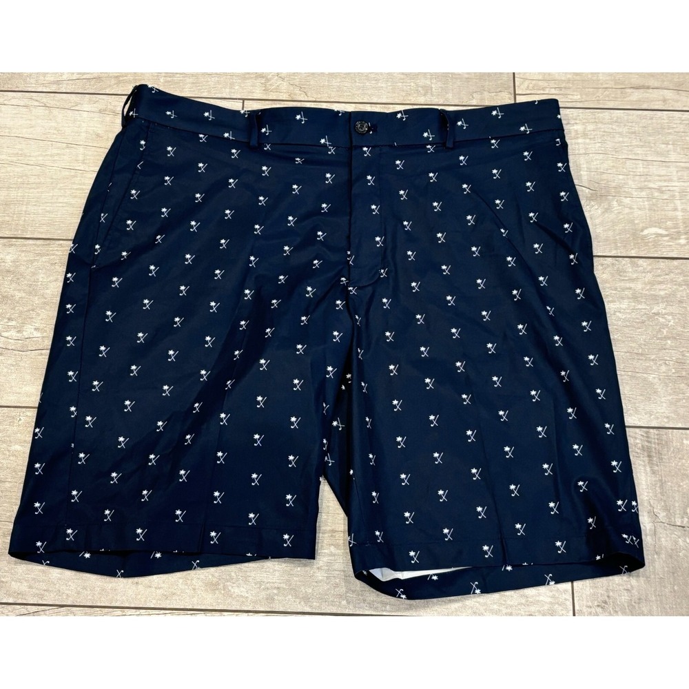 Walter Hagen 11 Majors Palm Tree Golf Club Shorts Men 40 Navy Waist Gripper Prep